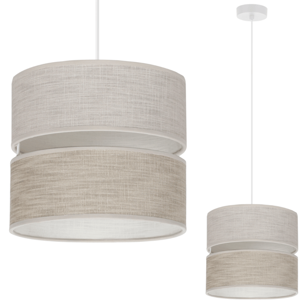 DUO VALKOINEN PELLAVA RIIPPUVALAISIN 1 LITTEÄ VALO BEIGE L06 20CM