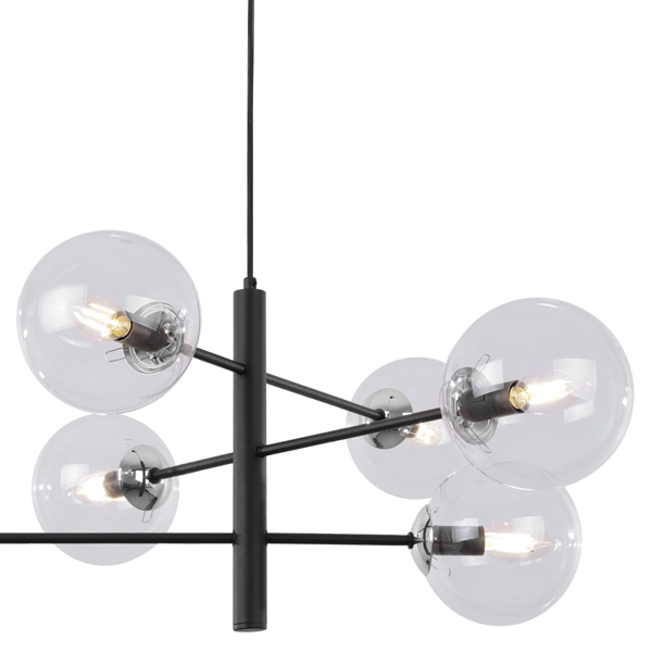VICENZA HÆNGELAMPE SORT KROM 6 STK. FLAD KLAR LAMPE E14