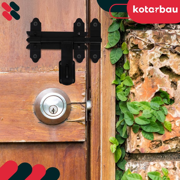 KOTARBAU® garagegrindslås bultstängning grinddörrlås svart stål 150 mm med hänglås