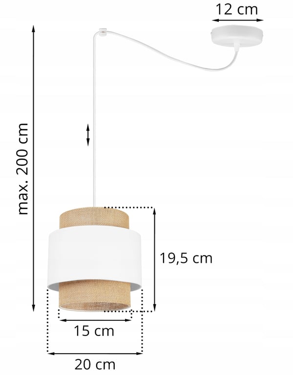 Hængende lampe, loftslysekrone, lampeskærm, boho juta