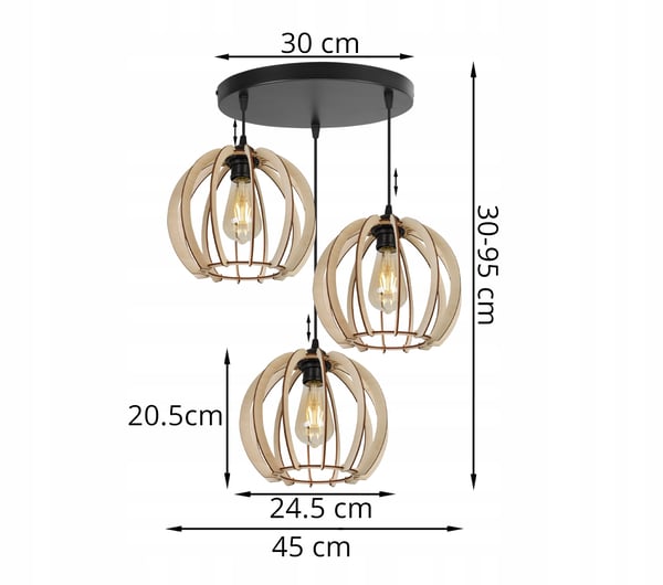 MODERNE LED-LOFTHÆNGELAMPE I TRÆ