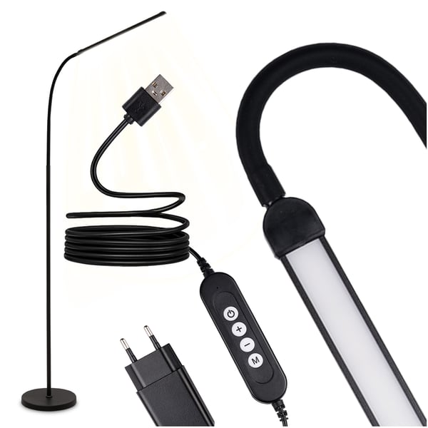 Golvlampa LED 14W CCT dimbar med höjdjustering LONGA 2 svart LUMILED Golvlampa LED 14W CCT dimbar med höjdjustering LONGA 2 svart LUMILED