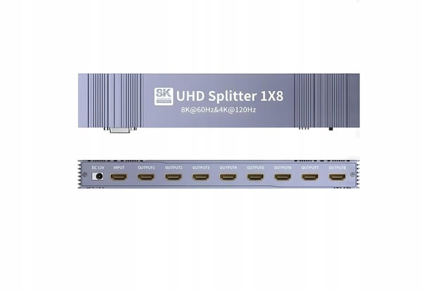 HDMI 2.1 SPLITTER 1x8 ULTRAHD SPLITTER HDCP 2.3 8K60HZ 4K 120HZ - 8 TV