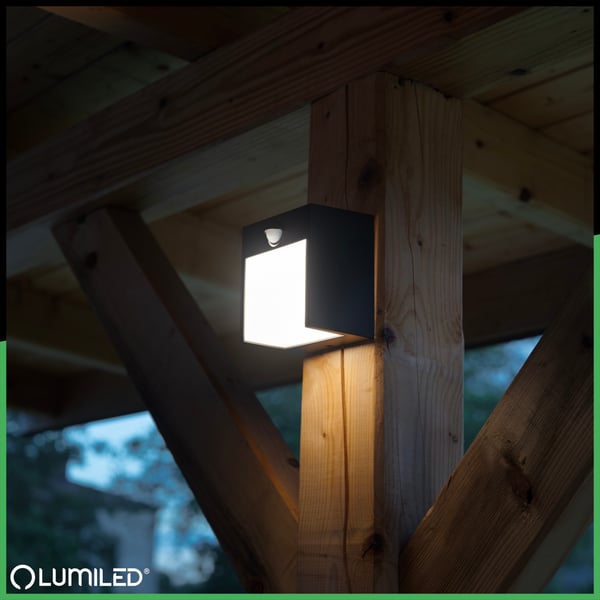 Trädgårdslampa väggmontering LED väggarmatur utomhus PIR-rörelsesensor IP54 12W 3000K RUBUS LUMILED