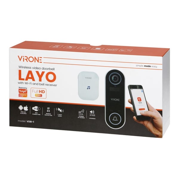 TRÅDLØS DØRKLOKKE MED WI-FI-KAMERA: TUYA VIRONE VDB-1 - ON-VDB-1