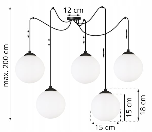 KATTOVALAISIMEN HÄMÄHÄKKIPALLO MUSTA LED 15CM