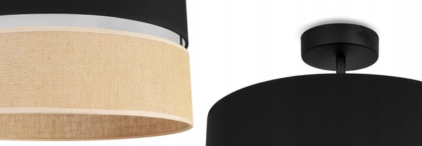 LOFTSLAMPE I JUTE SKÆRM 40CM SORT