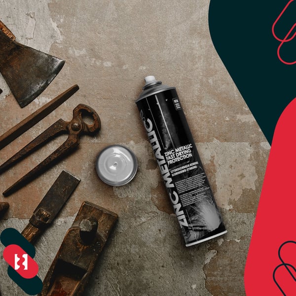 KOTARBAU® Metallisk zink spraymaling, hurtigtørrende aluminium-zink-forberedelse til galvaniserede overflader, 600 ml