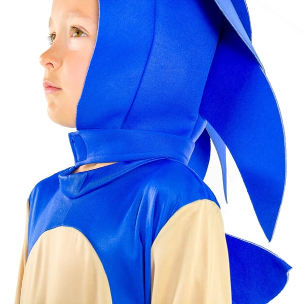 Sonic kostume, udklædning, kigurumi, pindsvin, pindsvin, gallafest, børnehaveklasse 122-134