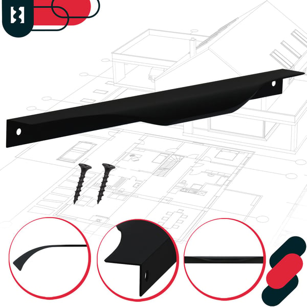 KOTARBAU Modern Edge møbelgreb aluminium matsort 256/276 mm sæt 2 stk