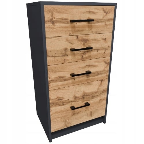 Grafit-Wotan byrå 45 cm 4 lådor antracitfärgad