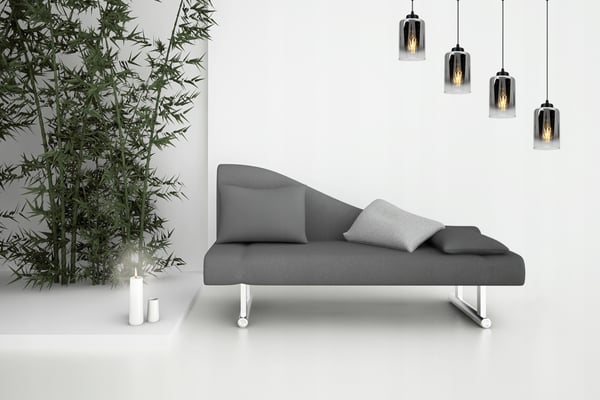 Loftlampe, hængende lysekrone, loftslampe, elegant glaslampe, grafit