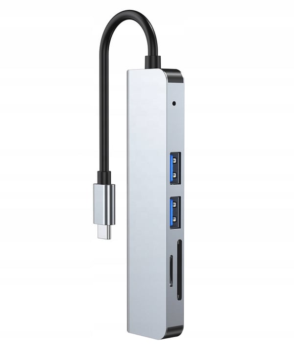 Adapter USB-C Hub 3xUSB 3.0 Kortlæser TF/SD Plug and Play