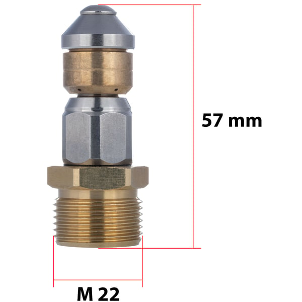 M22 350 bar roterende rørrensedyse rustfrit stål, messing