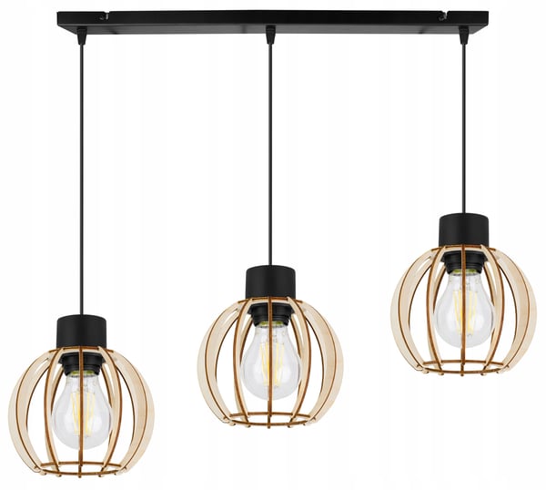 Hængende lampe, loftslysekrone, træ, LED lampeskærm