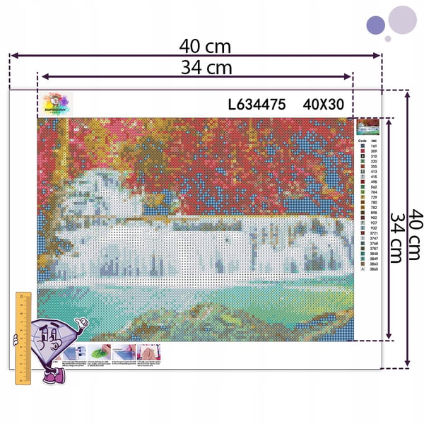 Ob_L_122 diamantmålning 30x40 - natur, vattenfall