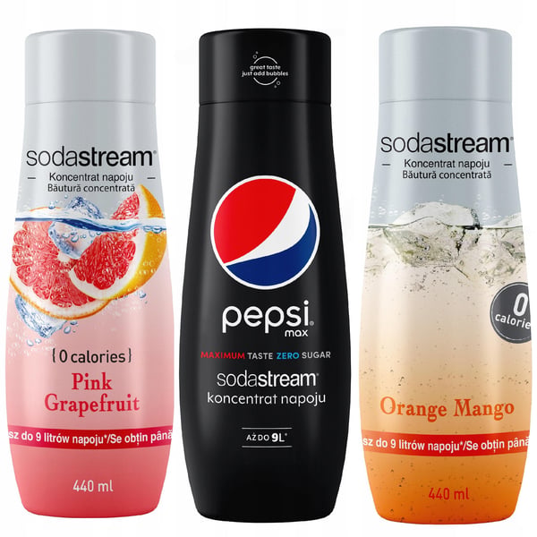 3 SodaStream Pepsi MAX+Greippi+Appelsiini-Mango -tiivistepakkaus