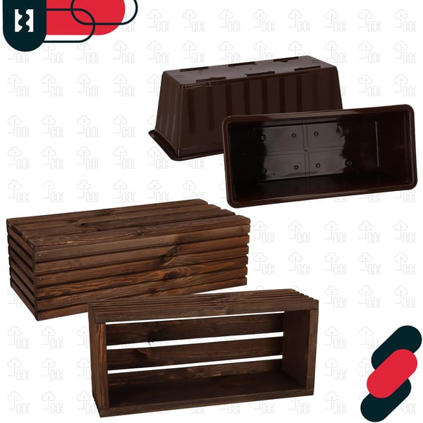 KOTARBAU® träterrashylla med insats brun 44 x 20 cm