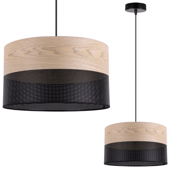 YKSITTÄINEN RIIPPUVALAISIN, KLASSINEN TAMMIVIILULAMPUNVARJOSTIN, 30 CM