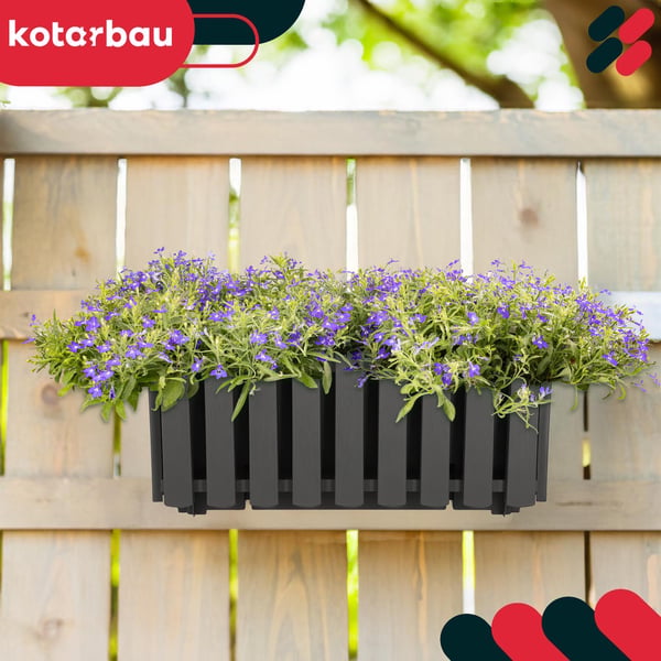 Blomkruka balkonglåda för balustrader terrassblommor grå 40 cm 4 st