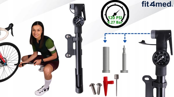 PRO 8 BAR cykelpump med tryckmätare, handhållen och cykelhållare