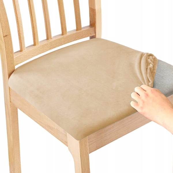 Sædebetræk 40x40cm beige elastisk fløjl [26L1]