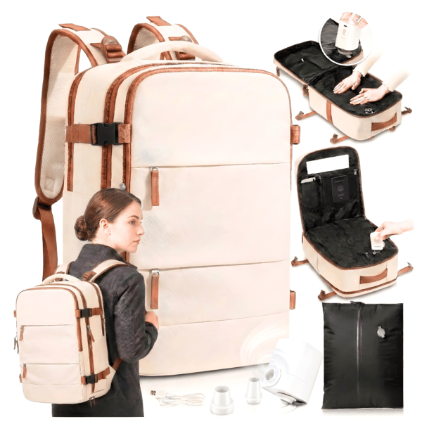 Beige brun håndbagage rygsæk