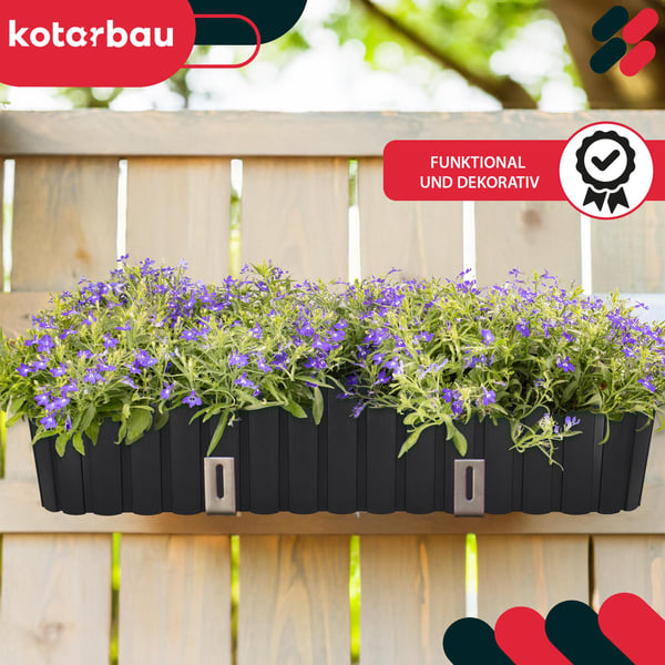 Blomkrukslåda oval balkong terrass rustik antracit 600 mm