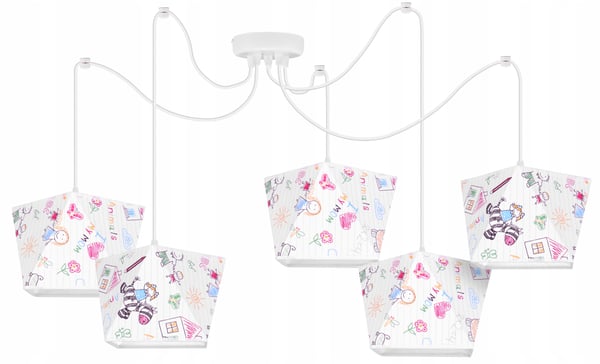 Lofthængende lampe med loftskrone og edderkopskærm