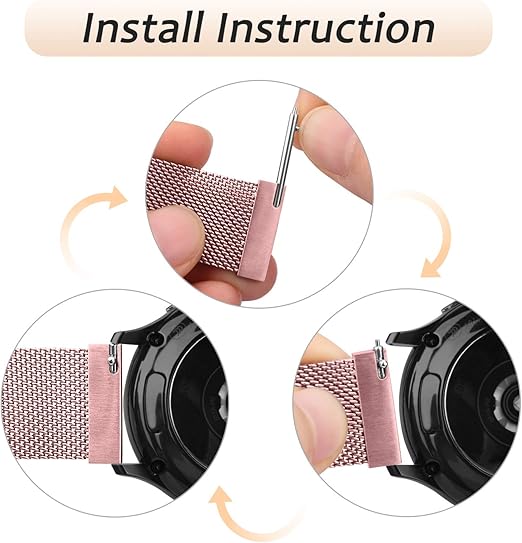 Yleismallinen pinkki teräsverkko Samsung Huawei kelloranneke 22 mm