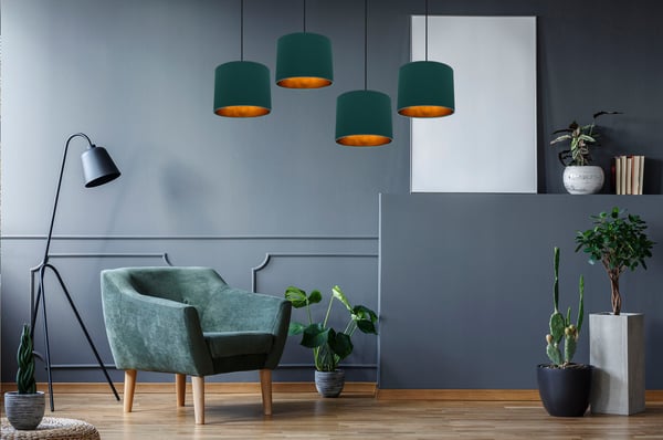 Lofthængende lampe med gylden center LED