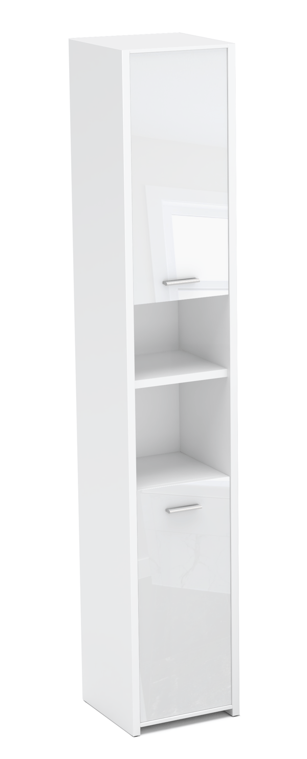 Badrumspelare glans vit 30 CM 6 hyllplan Golvstående badrumsskåp