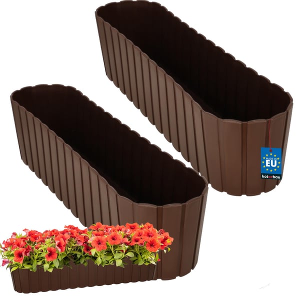 Bakonowa oval urtepottekasse til altan terrasse brun 60 cm 2 stk.