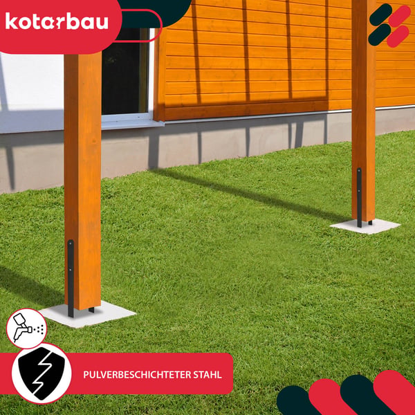 KOTARBAU® H-stolpestykke til vægmontering, ankerplade, sort galvaniseret stål, 100 mm, 2-pak