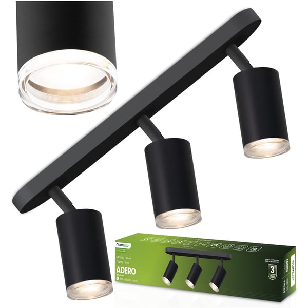 Taklampa reflektor LED-spotlights 3x GU10 IP44 ADERO svart Lumiled