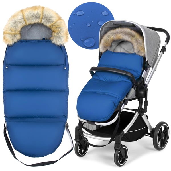 Makuupussisetti rattaisiin, istuin, pulkka, talvimakuupussi, tummansininen makuupussi + päällinen