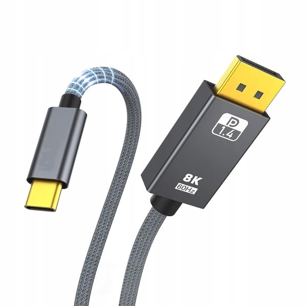 USB-C-KAAPELI - DISPLAYPORT 1.4 -SOVITIN DP 8K 4K 120HZ 240HZ UHD ULTRA HD