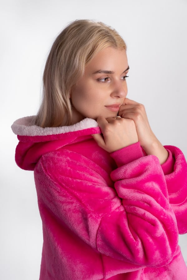 Tæppe sweatshirt tyk tæppe hættetrøje 2-i-1 pink oversize fødselsdagsgave
