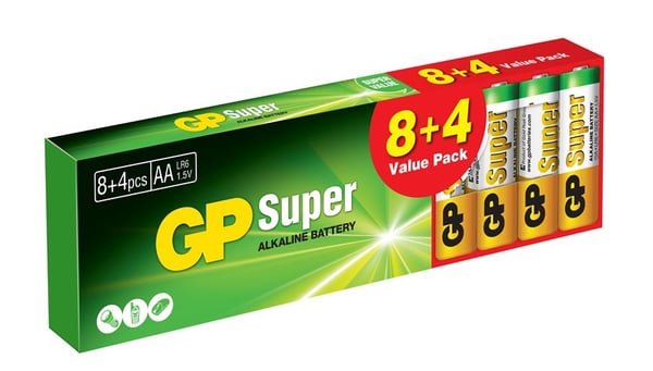 SUPER ALKALIN BATTERI AA LR6 1,5V 12 STK - GP15A-U12