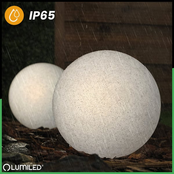 Havelampe udendørs STONE LED-kugle LUMIKULA 20cm E27 IP65 LUMILED