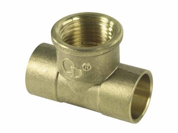 Messing-T-kobling 15x1/2x15 GW til lodning