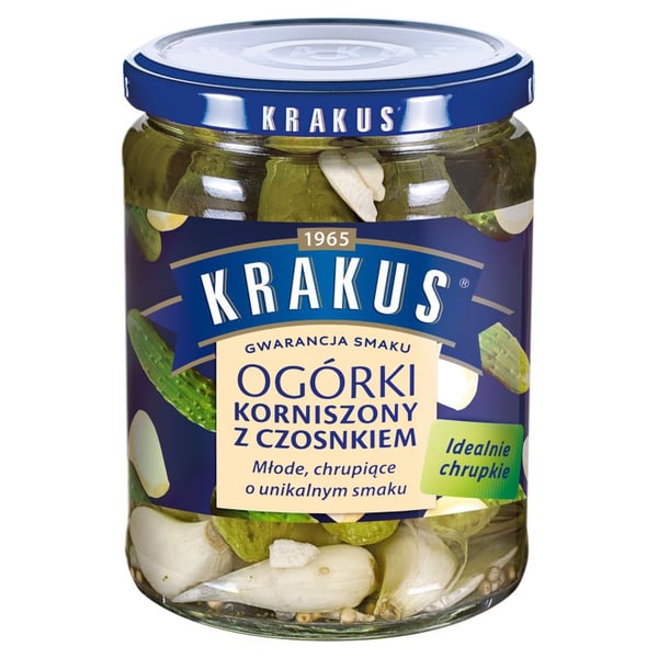 Krakus valkosipulilla maustetut suolakurkut 500 g