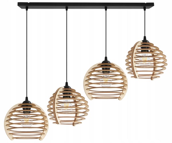 Hængende lampe, loftslysekrone, træ, LED lampeskærm