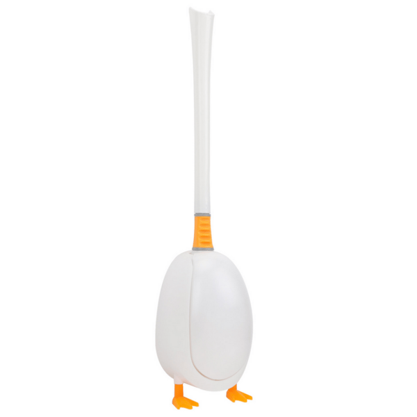 Silikoninen ankanmuotoinen wc-harja, valkoinen kahva, 2-in-1