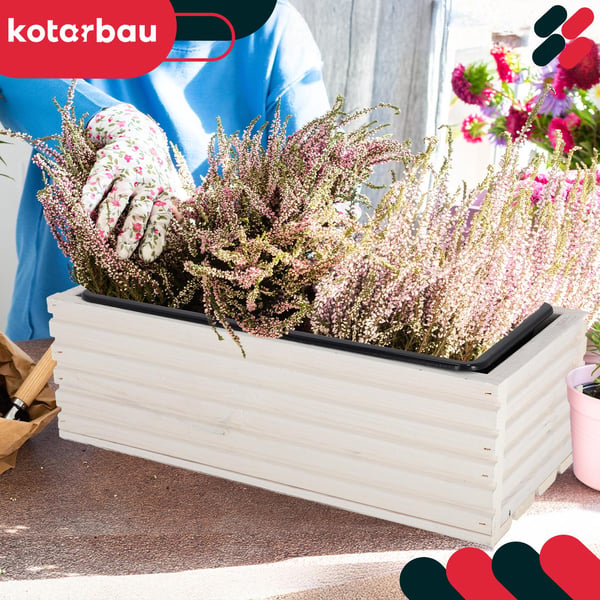 Kotarbau® Kukkaruukkulaatikko Puinen puutarhan istutuslaatikko terassille ja sisäkkeellä Valkoinen 44 x 20 CM