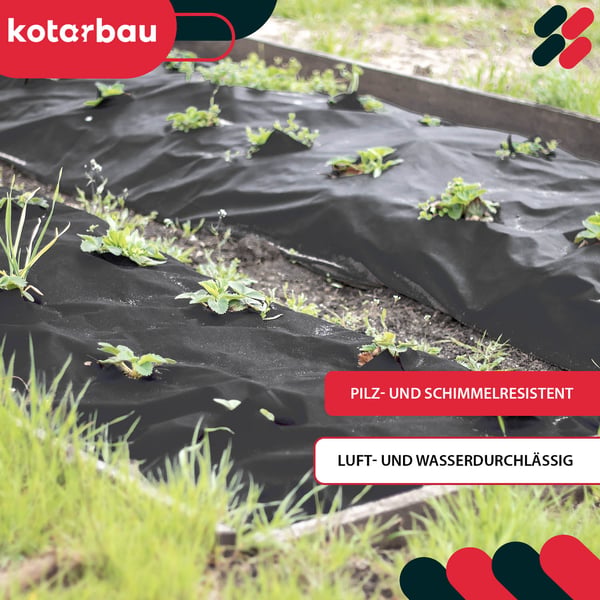 KOTARBAU® ogrässkyddande trädgårdstextil svart 70 g/m² 3,2 x 5 m