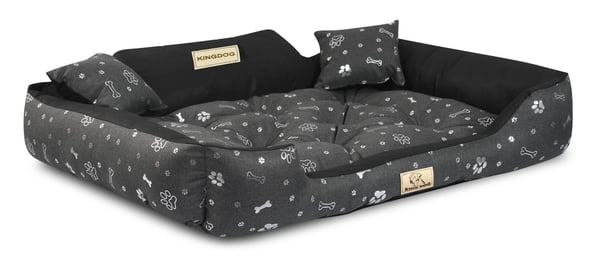 Hundeseng kennel KINGDOG 100x75 cm personliggjort vandtæt ben sølv