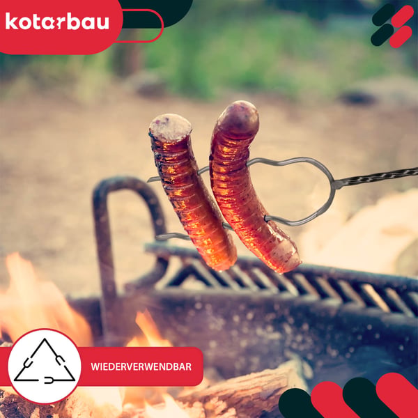 KOTARBAU® grillkahva kaksihaarainen aaltoava makkarakahva 100 cm setti 5 kpl