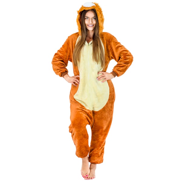 Varm herrepyjamas løve kigurumi voksen heldragt m Løvekostume - L