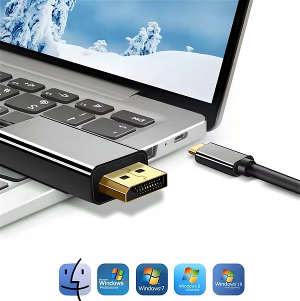USB-C DisplayPort DP 4K 60Hz 1,8m Thunderbolt USB C 3.1-kabel til skærm